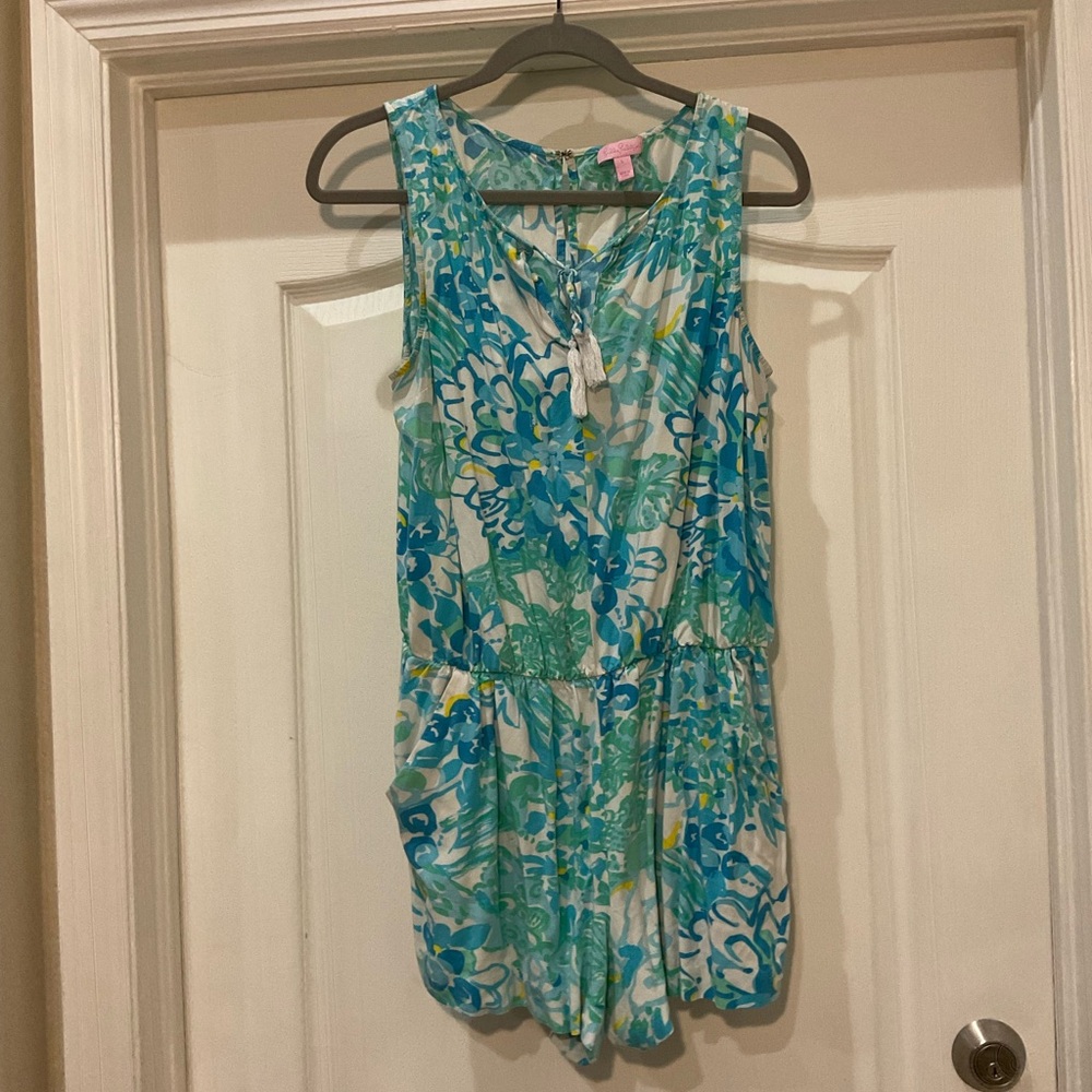 Lilly Pulitzer Blue and Green Floral Romper